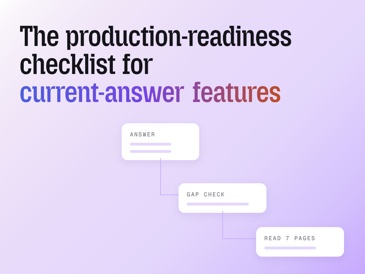 Use seven release gates to check a current-answer feature. Define acceptable answers, test failures, and attach the evidence your team needs to ship.